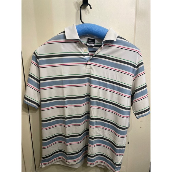 Nike Other - Nike Golf Performance Dri-FIT Polo Shirt Mens Striped Multi-Color Blue White